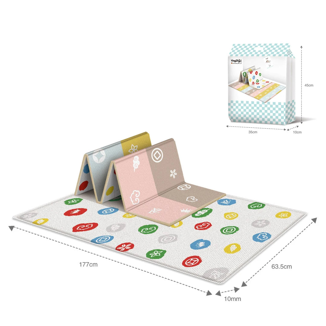 Tapis d'Activités pour Bébé - Double Face - Motifs Cartoon - Imperméable - 177x63.5cm