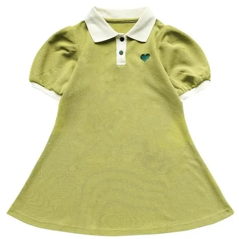 Robe d'été fille à col rayée motif fraise - Robe décontractée pour filles de 1 à 10 ans