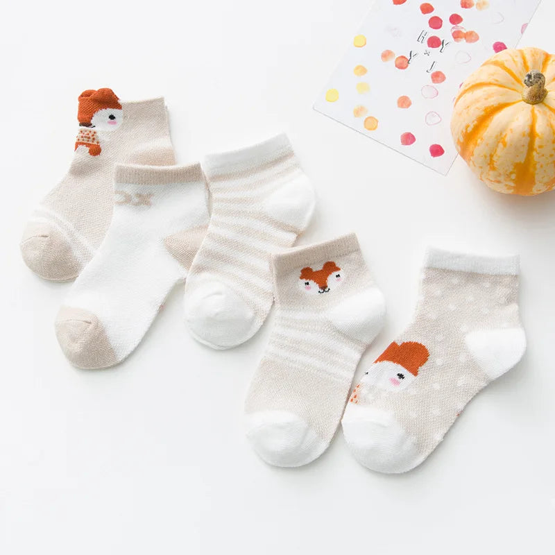 Lot de 5 Paires de Chaussettes Bébé en Coton - Maille Respirante - 0-2 ans