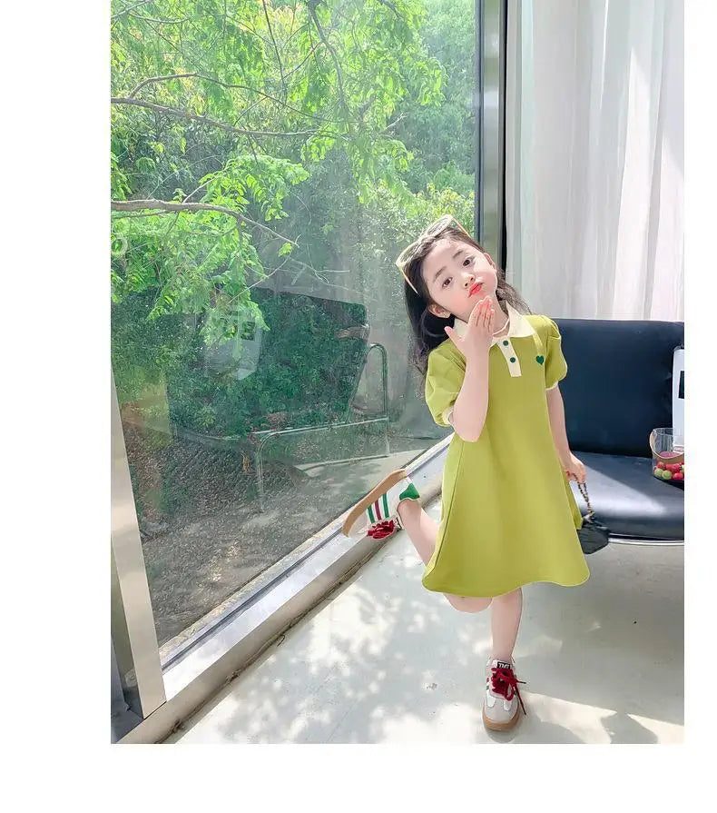 Robe d'été fille à col rayée motif fraise - Robe décontractée pour filles de 1 à 10 ans