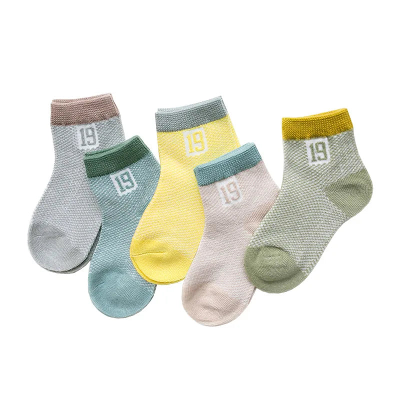 Lot de 5 Paires de Chaussettes Bébé en Coton - Maille Respirante - 0-2 ans