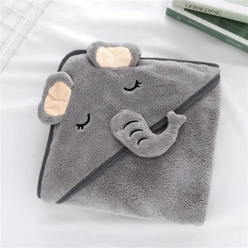 Serviette de Bain Bébé à Capuche - Motif Animal Cartoon - Peignoir Doux - 0-3 ans