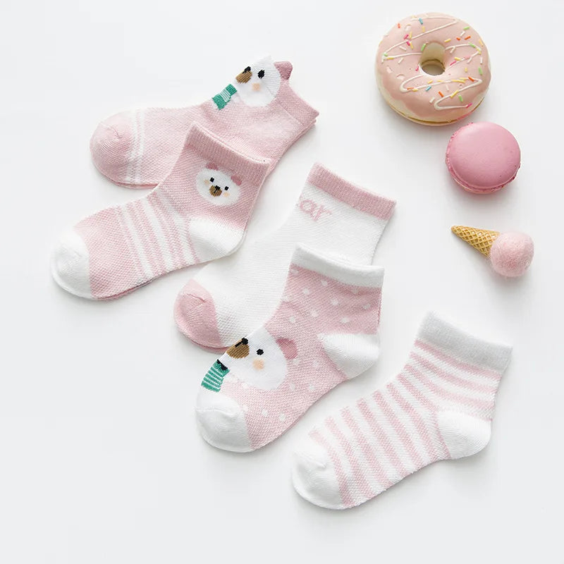 Lot de 5 Paires de Chaussettes Bébé en Coton - Maille Respirante - 0-2 ans
