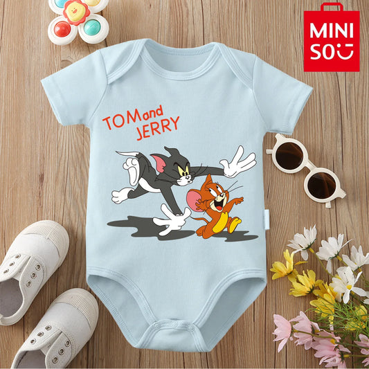 MINISO&Tom and Jerry 100% Cotton Cloths Soft and Comfortable Cute Onesie Bodysuit for Baby Jumpsuit for 0 To 12 Months Newborn