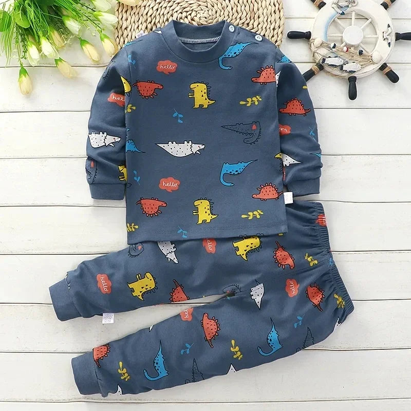 Ensemble Pyjama Enfant en Coton - Automne Hiver - Fille et Garçon - Sous-vêtements Chauds