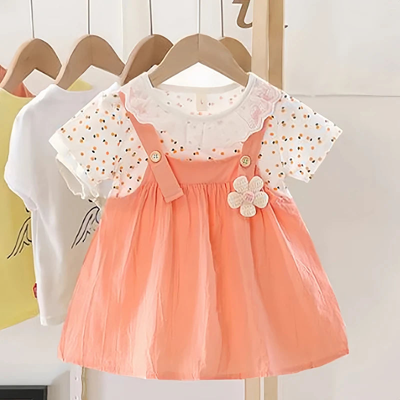 Robe élégante bébé fille 0-4 ans avec col en dentelle - Robe de fête princesse avec fleurs pour enfant