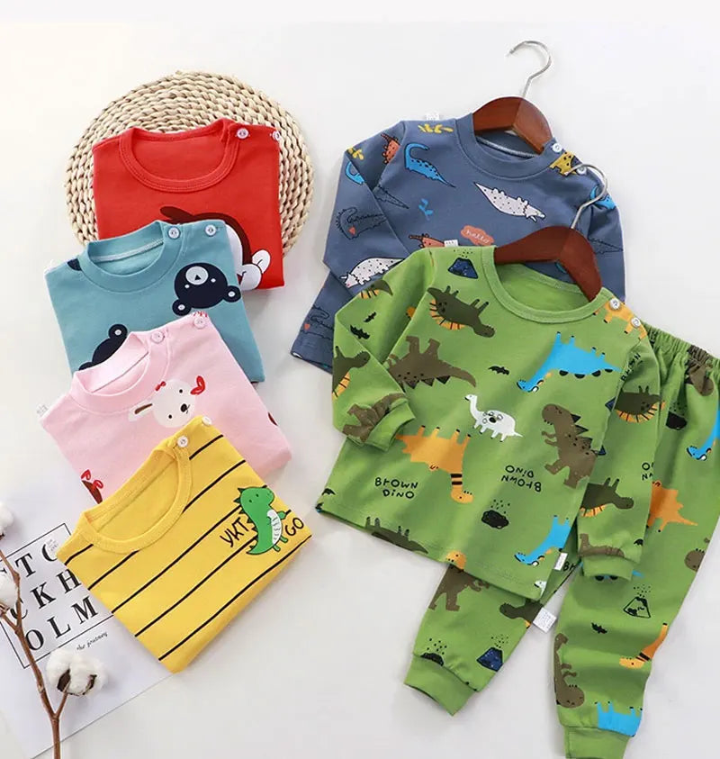 Ensemble Pyjama Enfant en Coton - Automne Hiver - Fille et Garçon - Sous-vêtements Chauds