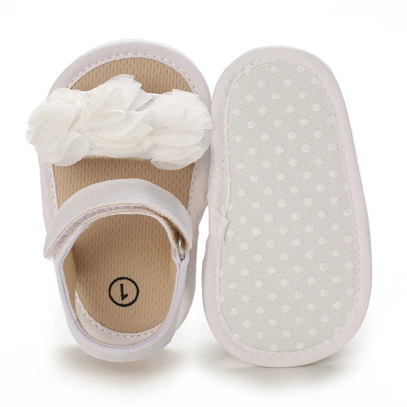 Sandales bébé fille semelles souples - Chaussures d'été plates pour nouveau-né et premiers pas - Plage et cérémonie
