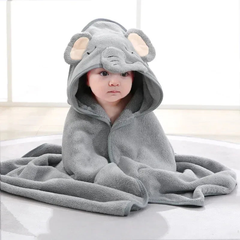 Serviette de Bain Bébé à Capuche - Motif Animal Cartoon - Peignoir Doux - 0-3 ans