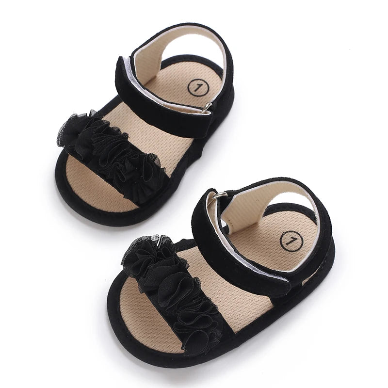 Sandales bébé fille semelles souples - Chaussures d'été plates pour nouveau-né et premiers pas - Plage et cérémonie