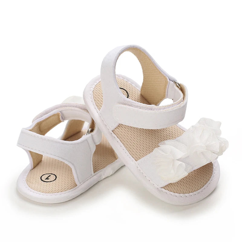 Sandales bébé fille semelles souples - Chaussures d'été plates pour nouveau-né et premiers pas - Plage et cérémonie