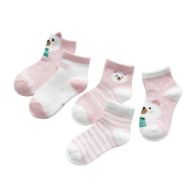 Lot de 5 Paires de Chaussettes Bébé en Coton - Maille Respirante - 0-2 ans