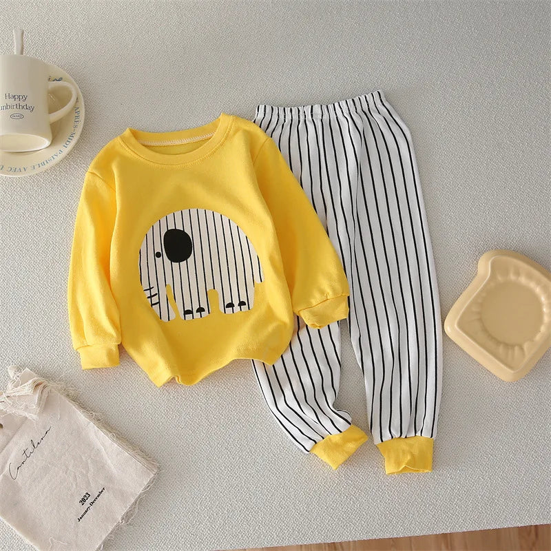 Ensemble Pyjama Enfant en Coton - Automne Hiver - Fille et Garçon - Sous-vêtements Chauds