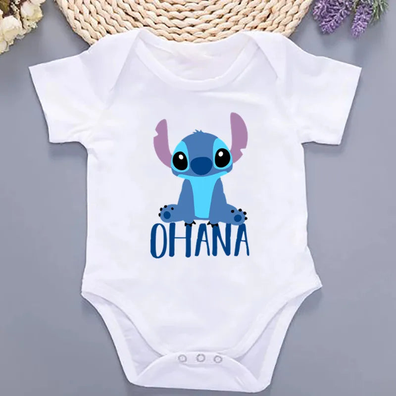 Cute Lilo Stitch Summer Baby Clothing 100% Cotton Baby Clothes 0 to 12 Months Bodysuit Baby Girl Clothes 2024