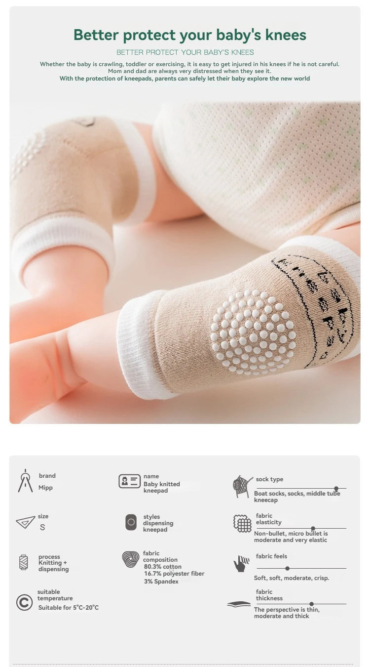 Genouillères Bébé Respirantes - Protection Genoux - Coton Doux - 0-3 ans