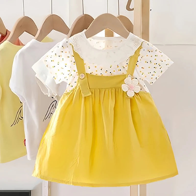 Robe élégante bébé fille 0-4 ans avec col en dentelle - Robe de fête princesse avec fleurs pour enfant