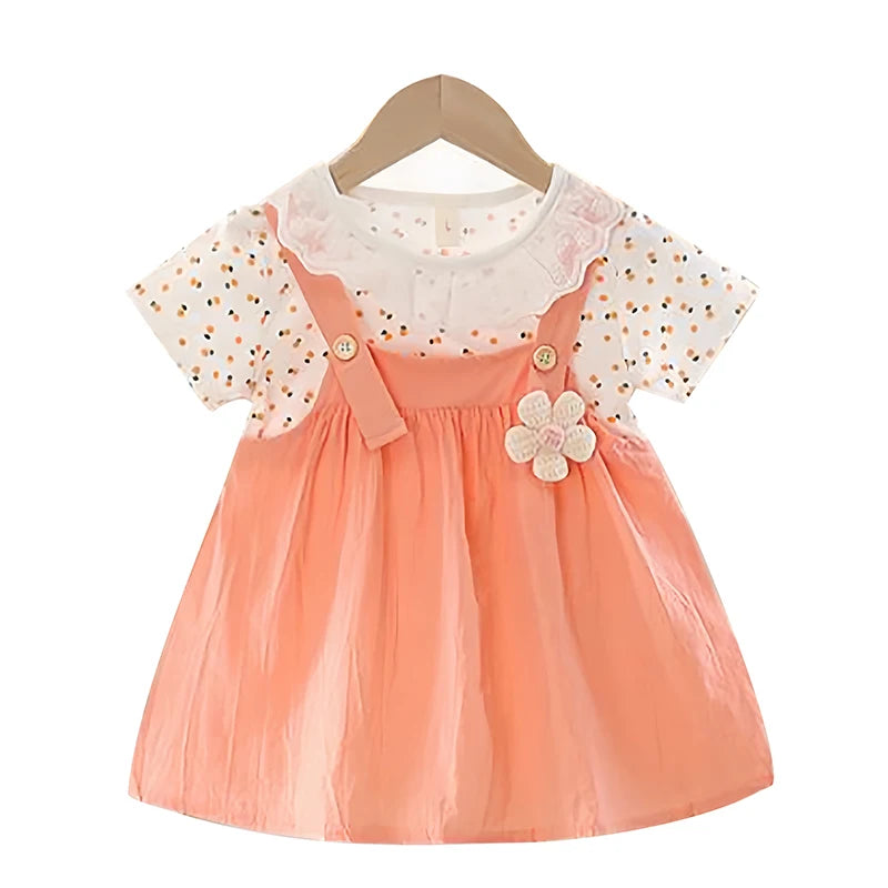Robe élégante bébé fille 0-4 ans avec col en dentelle - Robe de fête princesse avec fleurs pour enfant