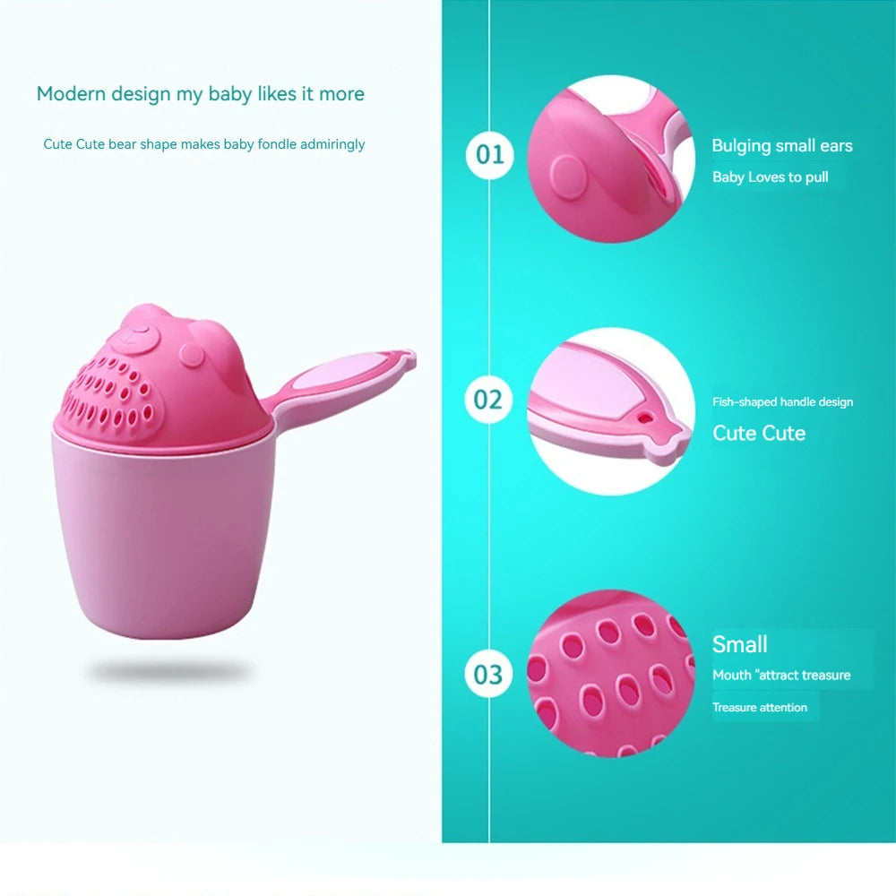 Bonnet de bain bébé mignon à motifs de dessins animés - Gobelet à shampoing pour tout-petits