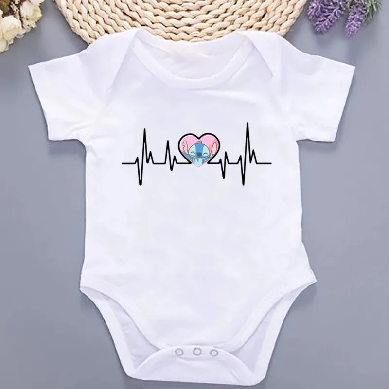 Cute Lilo Stitch Summer Baby Clothing 100% Cotton Baby Clothes 0 to 12 Months Bodysuit Baby Girl Clothes 2024