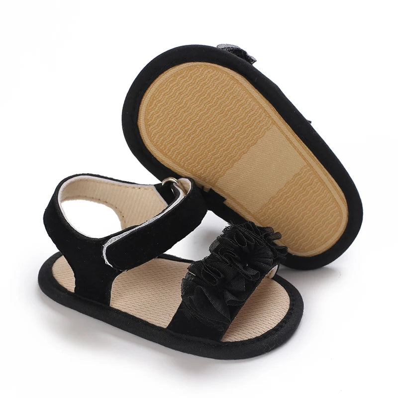 Sandales bébé fille semelles souples - Chaussures d'été plates pour nouveau-né et premiers pas - Plage et cérémonie