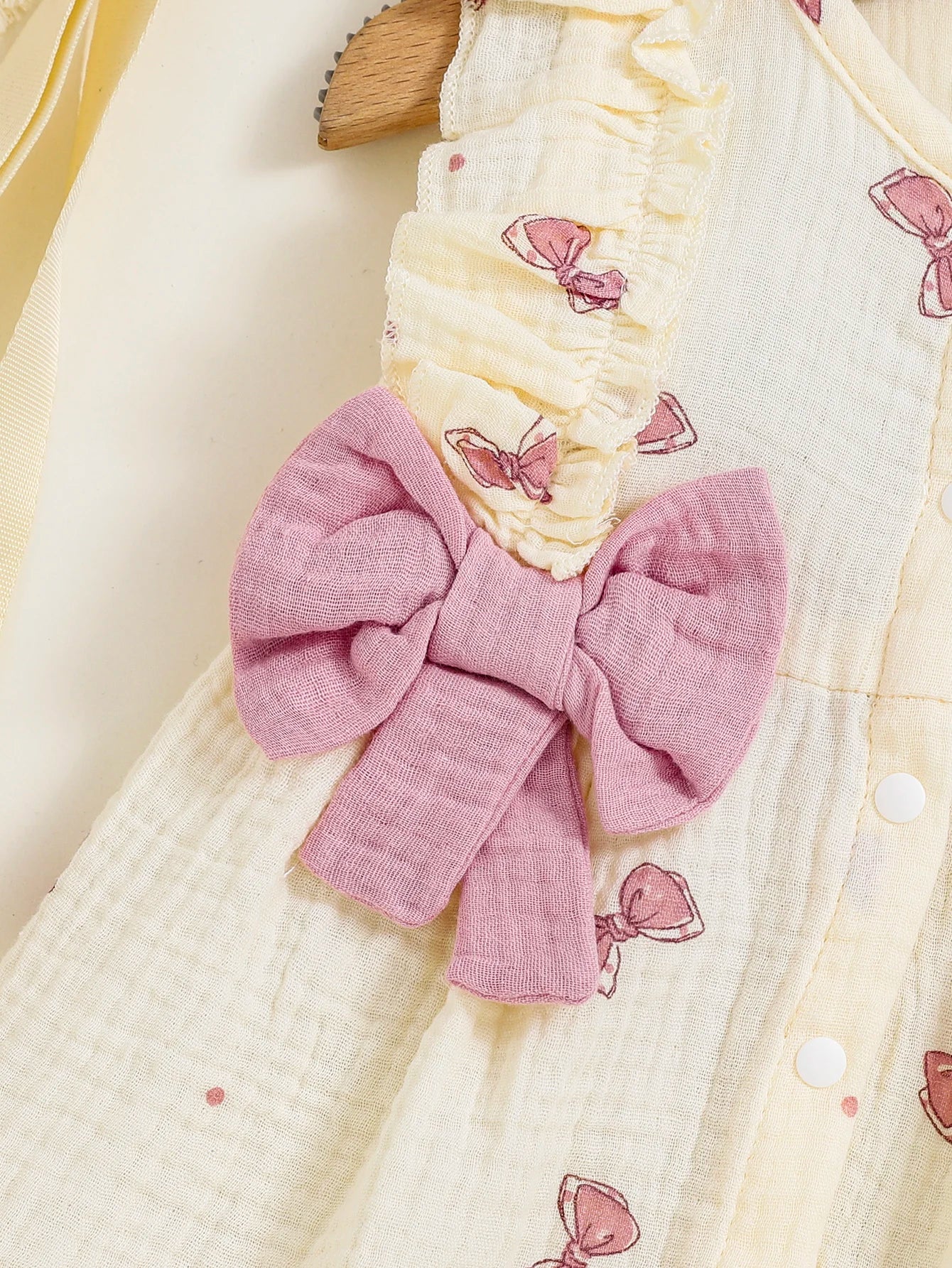 2Pcs Baby girl Dress Round neck Bow print Ruffle Edge Dress+Hat Set suitable for Giving to 0-9 Month Baby girl Newborn Dress
