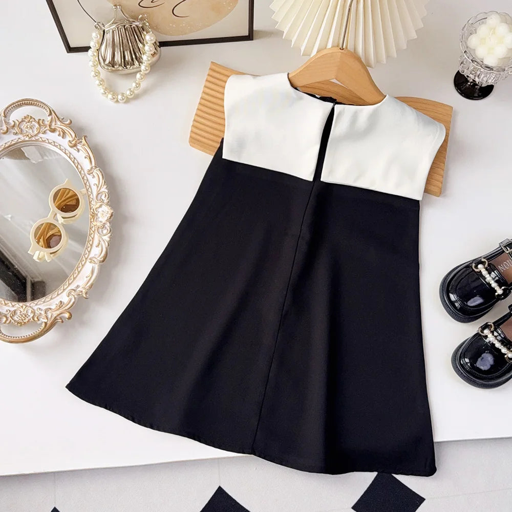 Robe princesse fille sans manches avec décoration nœud - Robe d'été pour anniversaire et fête - 2 à 7 ans