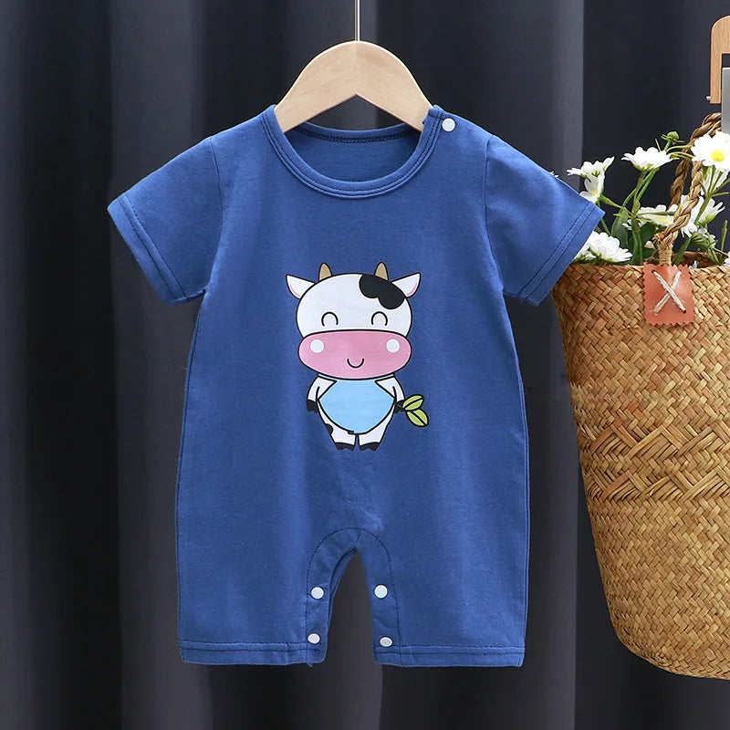 Barboteuse d'été bébé fille et garçon en coton manches courtes - Body pour nouveau-nés