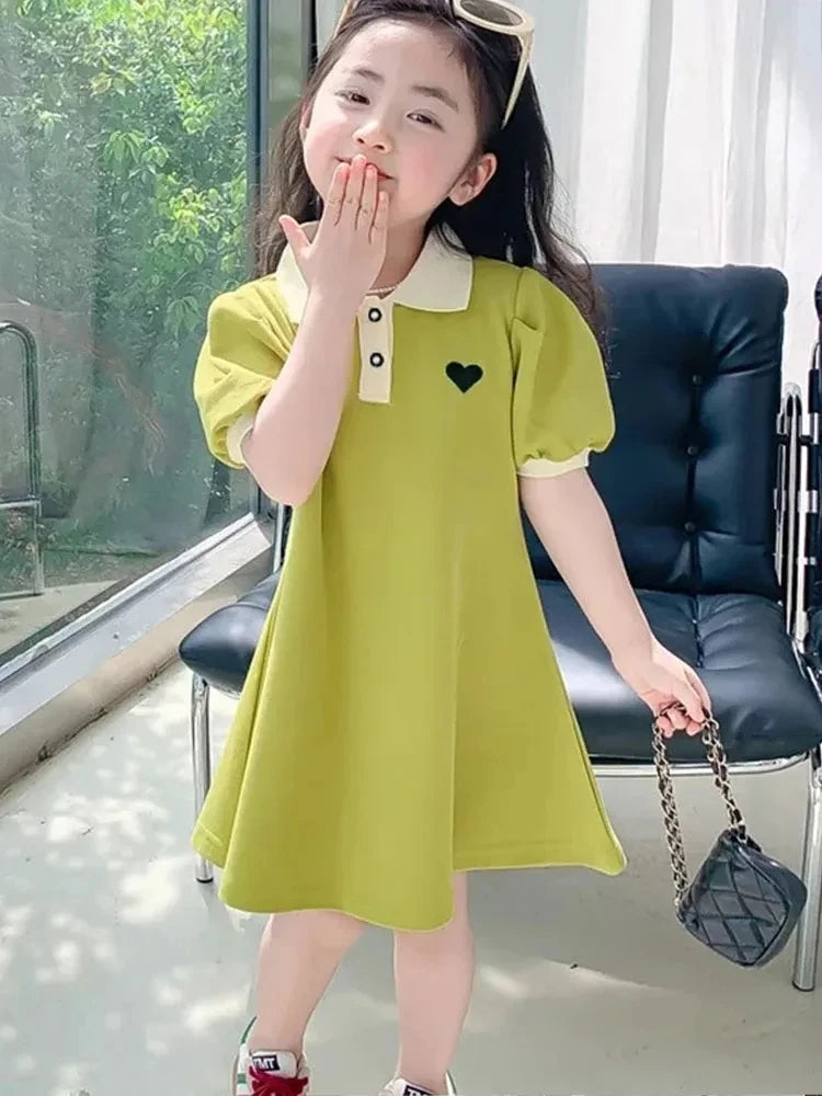 Robe d'été fille à col rayée motif fraise - Robe décontractée pour filles de 1 à 10 ans