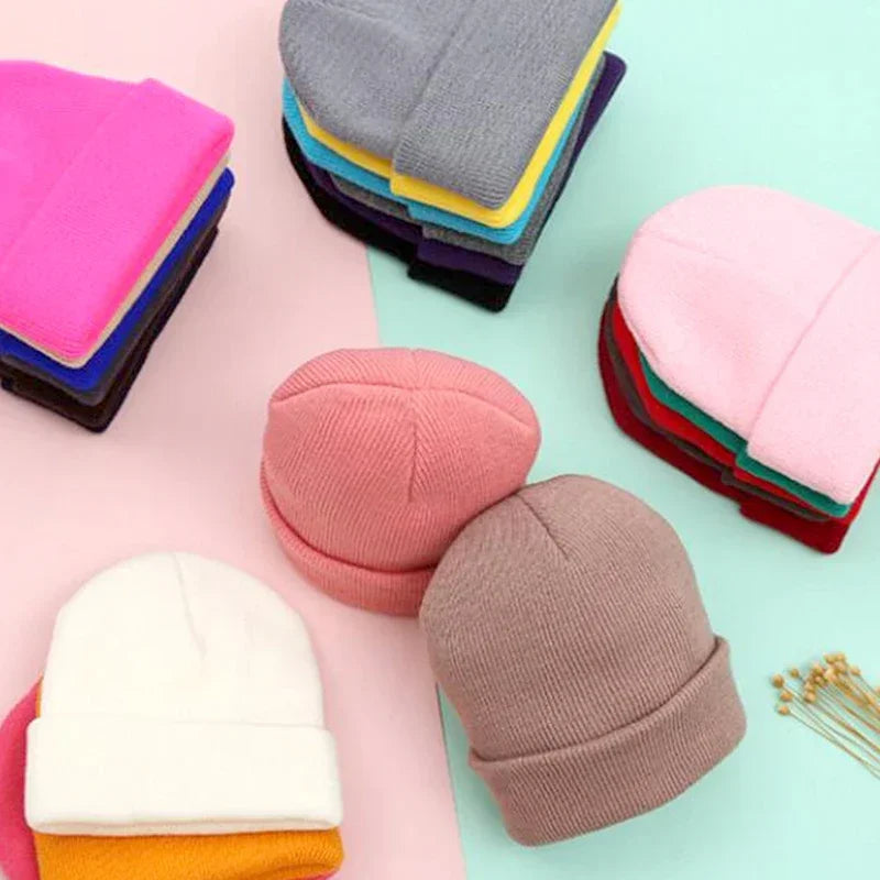 Bonnets Famille Assortis - Papa Maman Enfant Bébé - Coton Tricoté Doux - Couleurs Pastel