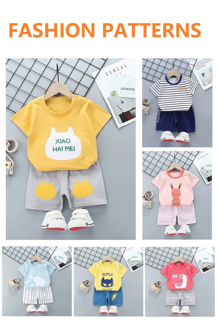 Ensemble Été Enfant 2 Pièces - T-shirt et Short en Coton - Fille et Garçon - 0-6 ans