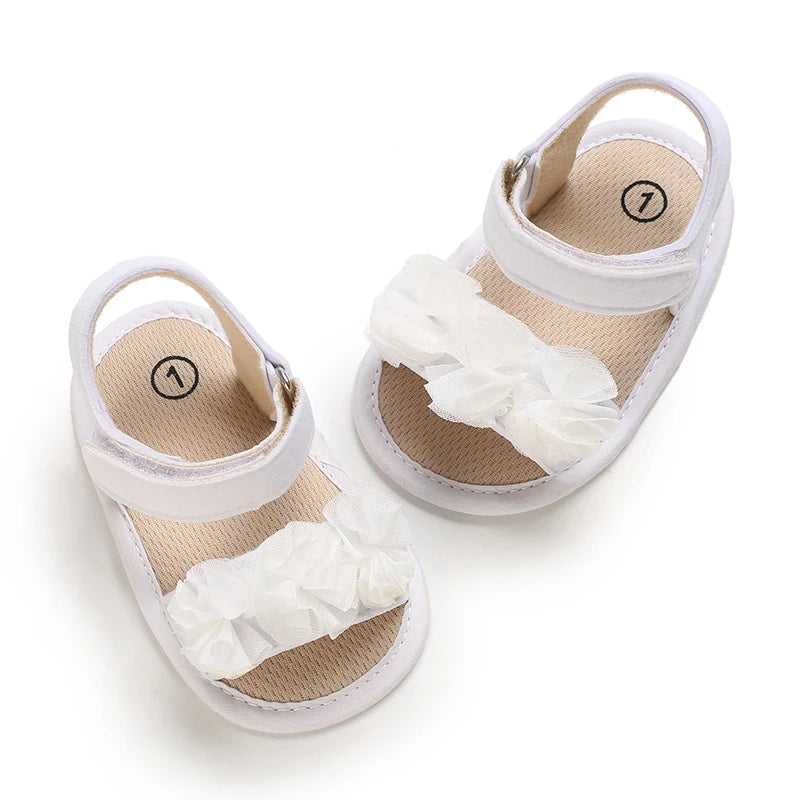 Sandales bébé fille semelles souples - Chaussures d'été plates pour nouveau-né et premiers pas - Plage et cérémonie