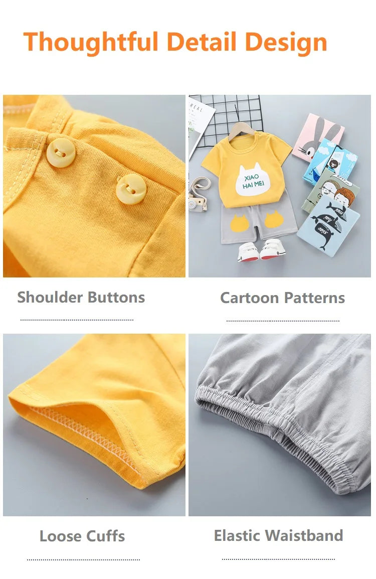 Ensemble Été Enfant 2 Pièces - T-shirt et Short en Coton - Fille et Garçon - 0-6 ans