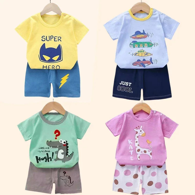 Ensemble Été Enfant 2 Pièces - T-shirt et Short en Coton - Fille et Garçon - 0-6 ans