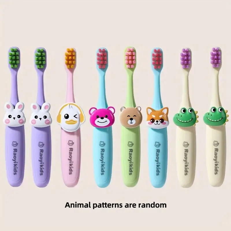 Kit de 8 Brosses à Dents pour Enfants - Animaux Cartoon - Poils Souples - 2 à 6 ans