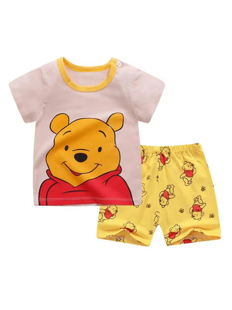 Ensemble garçon 2 pièces Winnie l'Ourson - T-shirt manches courtes + Short - Vêtements d'été pour bébé