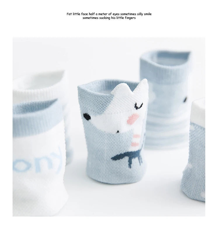 Lot de 5 Paires de Chaussettes Bébé en Coton - Maille Respirante - 0-2 ans