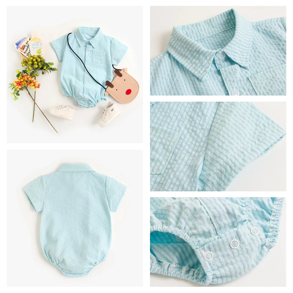 Body Manches Courtes pour Bébé Garçon - Coton Doux - Motif Carreaux - 0 à 12 mois