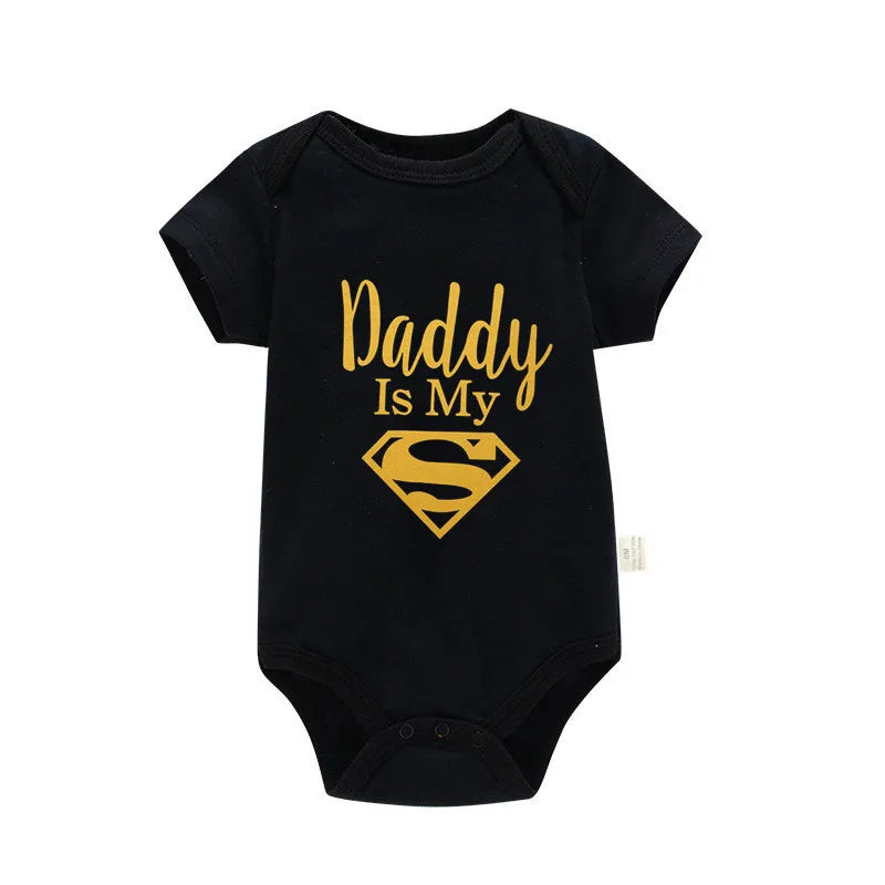 Body bébé "Daddy Is My Hero" imprimé doré - Barboteuse amusante pour nouveau-né fille et garçon