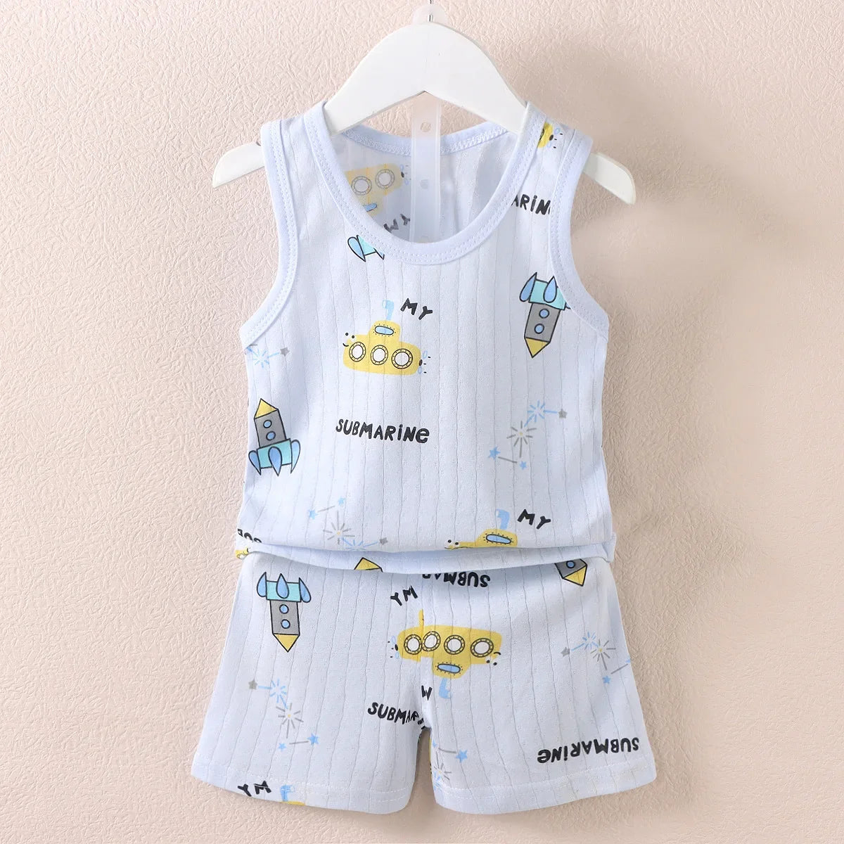 Ensemble bébé 2 pièces en coton imprimé - Débardeur + Short respirant pour filles et garçons - Été