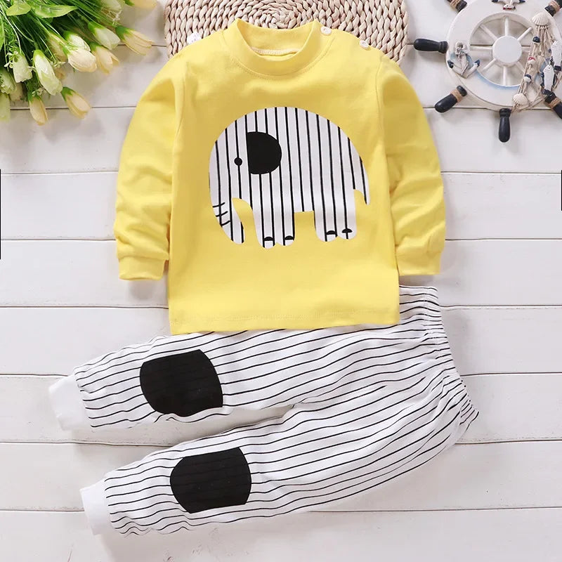 Ensemble Pyjama Enfant en Coton - Automne Hiver - Fille et Garçon - Sous-vêtements Chauds