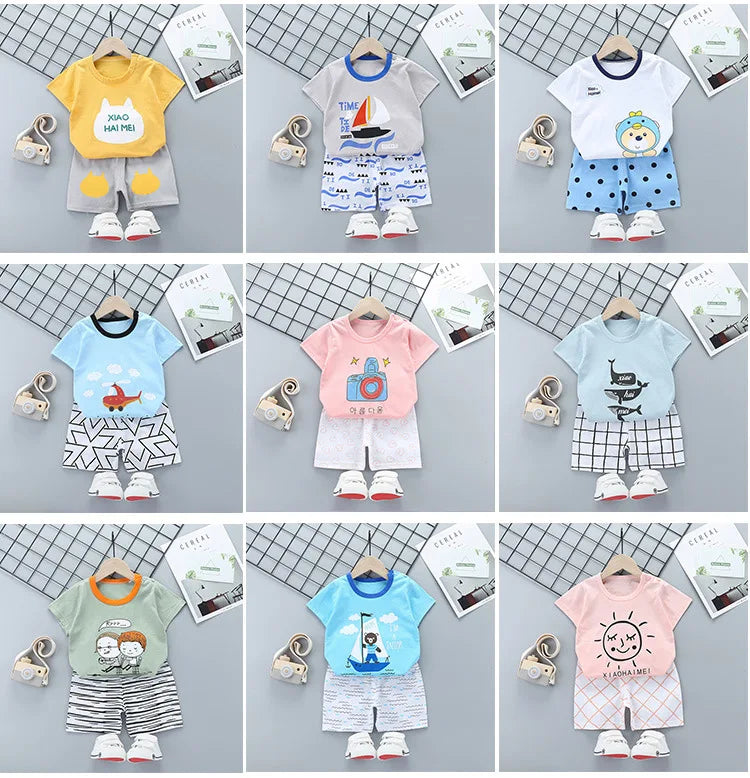 Ensemble Été Enfant 2 Pièces - T-shirt et Short en Coton - Fille et Garçon - 0-6 ans