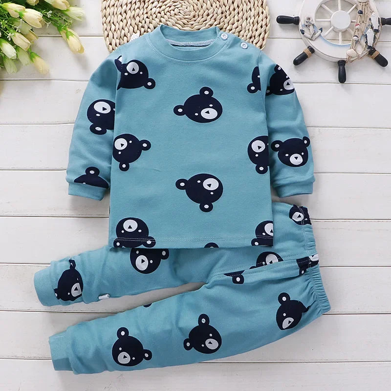 Ensemble Pyjama Enfant en Coton - Automne Hiver - Fille et Garçon - Sous-vêtements Chauds