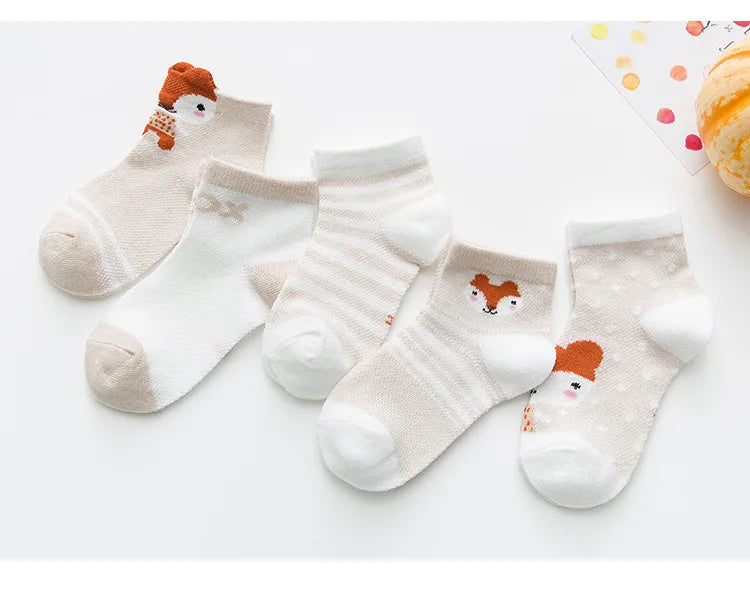 Lot de 5 Paires de Chaussettes Bébé en Coton - Maille Respirante - 0-2 ans