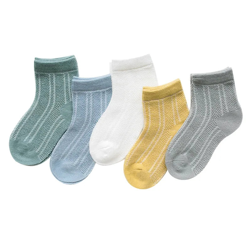 Lot de 5 Paires de Chaussettes Bébé en Coton - Maille Respirante - 0-2 ans