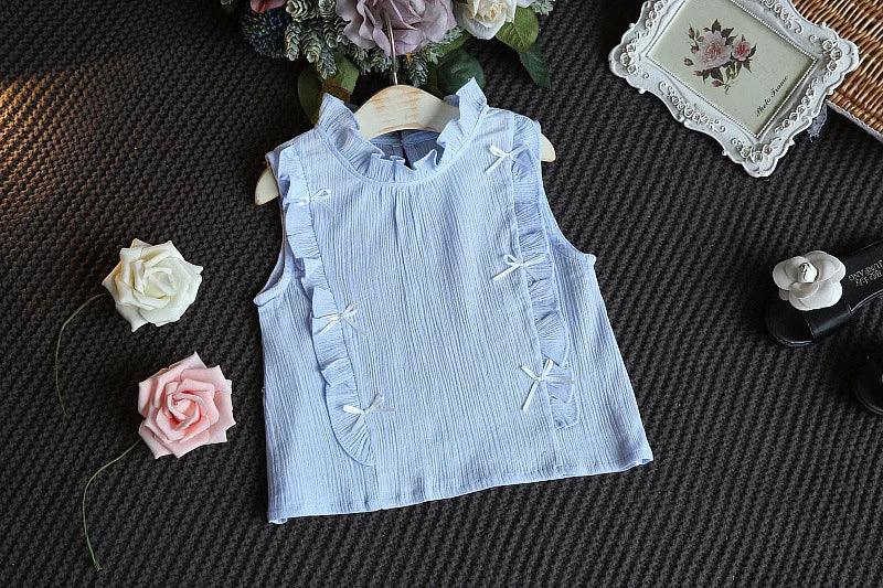 Ensemble 2 pièces pour bébé fille - Robe à col rond imprimé nœud et volants + chapeau - Idéal pour les nouveau-nés de 0 à 9 mois