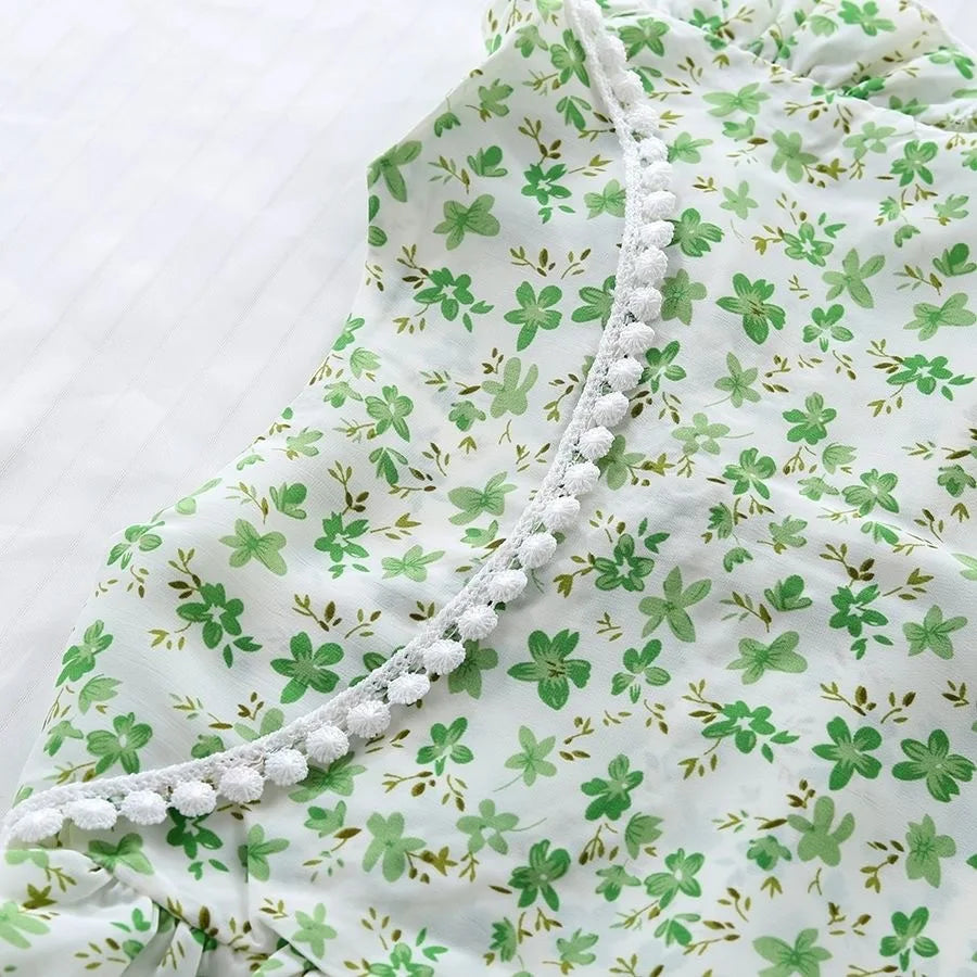 Ensemble fille 2 pièces imprimé fleurs - T-shirt manches courtes + Short - Tenue d'été décontractée