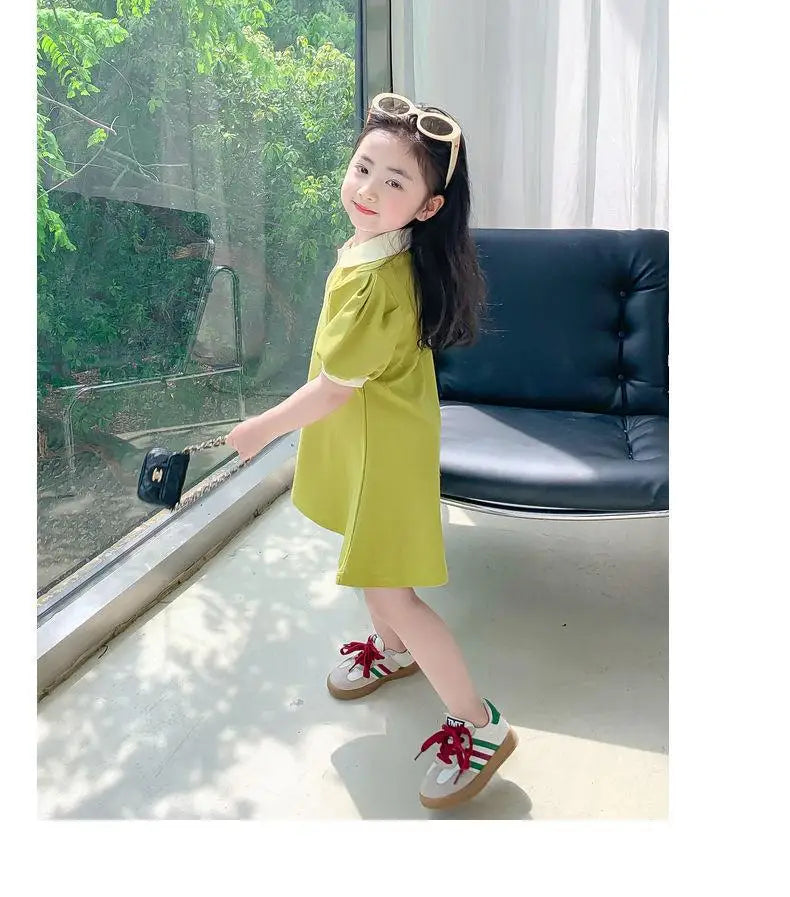 Robe d'été fille à col rayée motif fraise - Robe décontractée pour filles de 1 à 10 ans