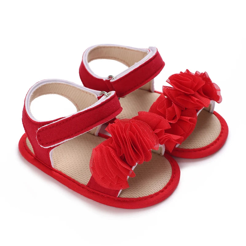 Sandales bébé fille semelles souples - Chaussures d'été plates pour nouveau-né et premiers pas - Plage et cérémonie