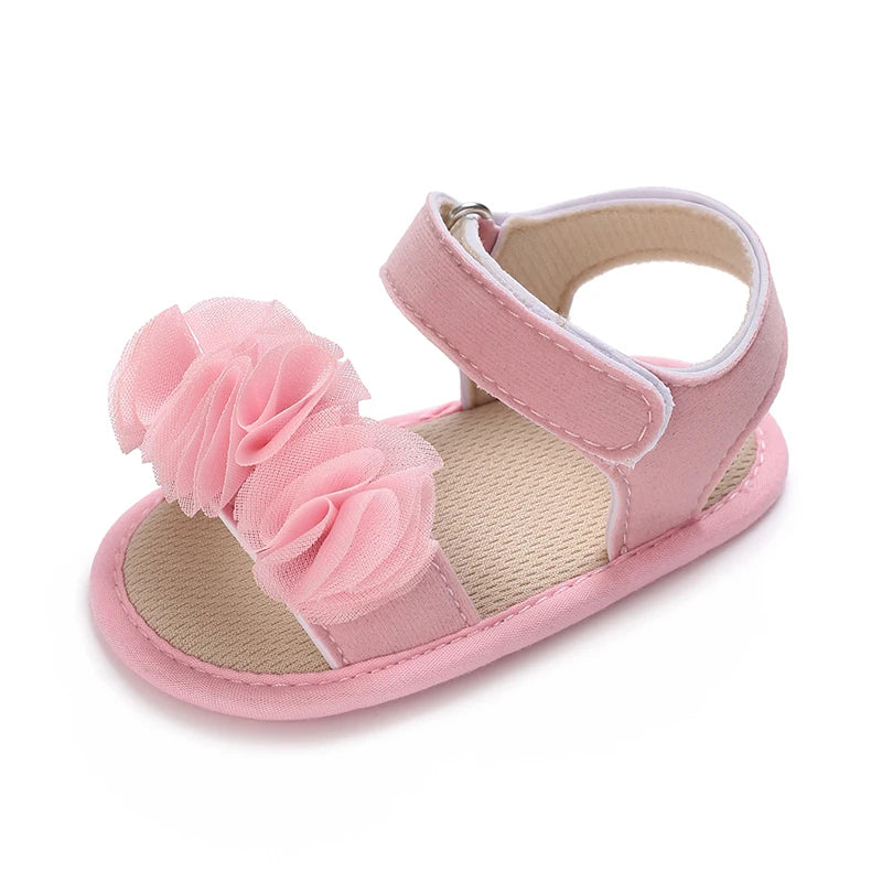 Sandales bébé fille semelles souples - Chaussures d'été plates pour nouveau-né et premiers pas - Plage et cérémonie