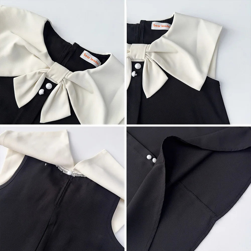 Robe princesse fille sans manches avec décoration nœud - Robe d'été pour anniversaire et fête - 2 à 7 ans